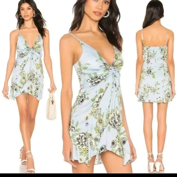 Free People Happy Heart combo dress in cool/combo blue - Picture 1 of 12